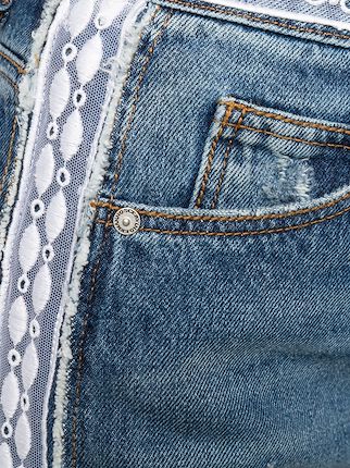 distressed embroidered denim shorts展示图