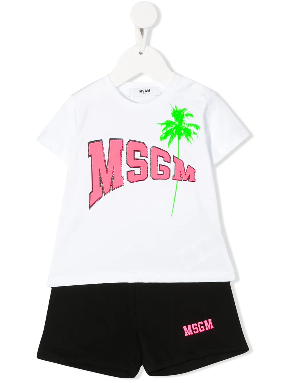 Msgm Babies' Logo Stamp Track Short Set In White