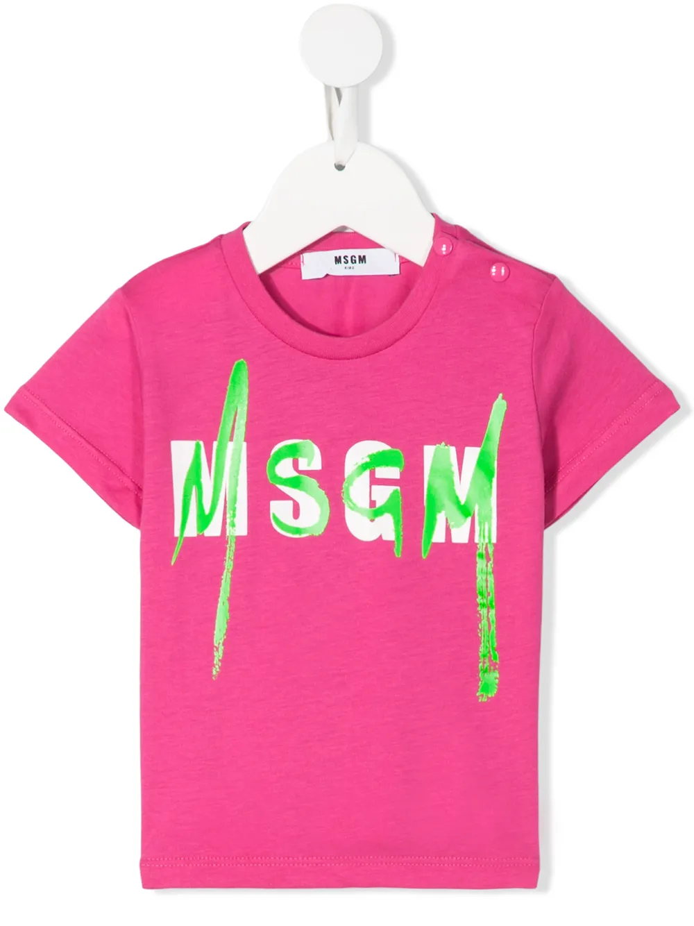 Msgm Babies' Logo Stamp T-shirt In Pink