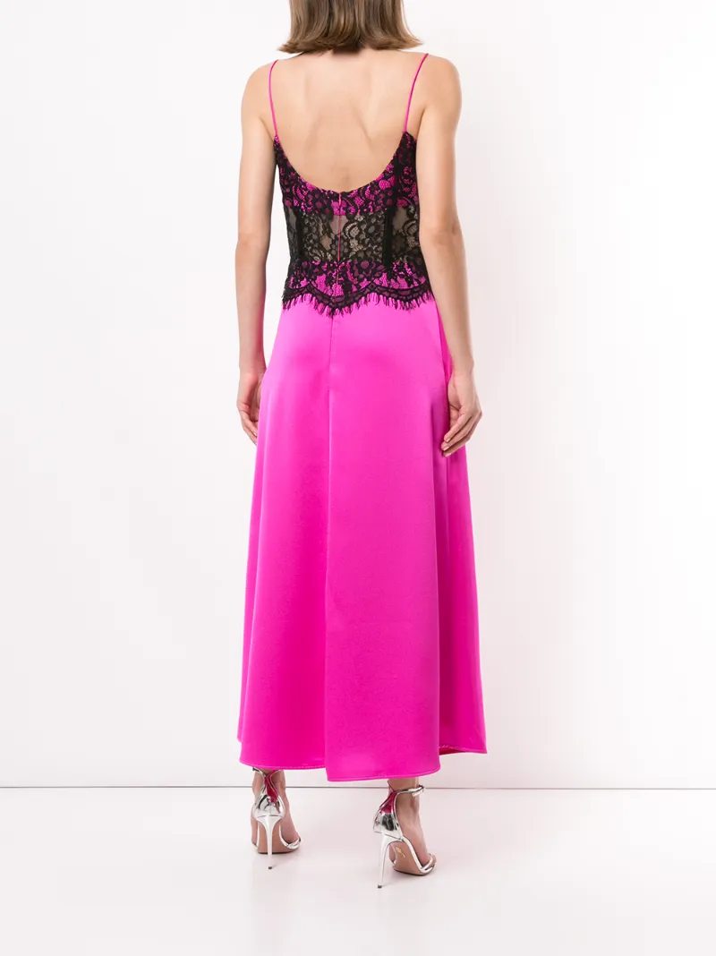RASARIO LACE-PANEL SATIN CAMI DRESS