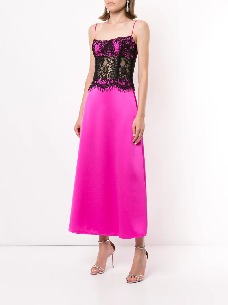 RASARIO LACE-PANEL SATIN CAMI DRESS