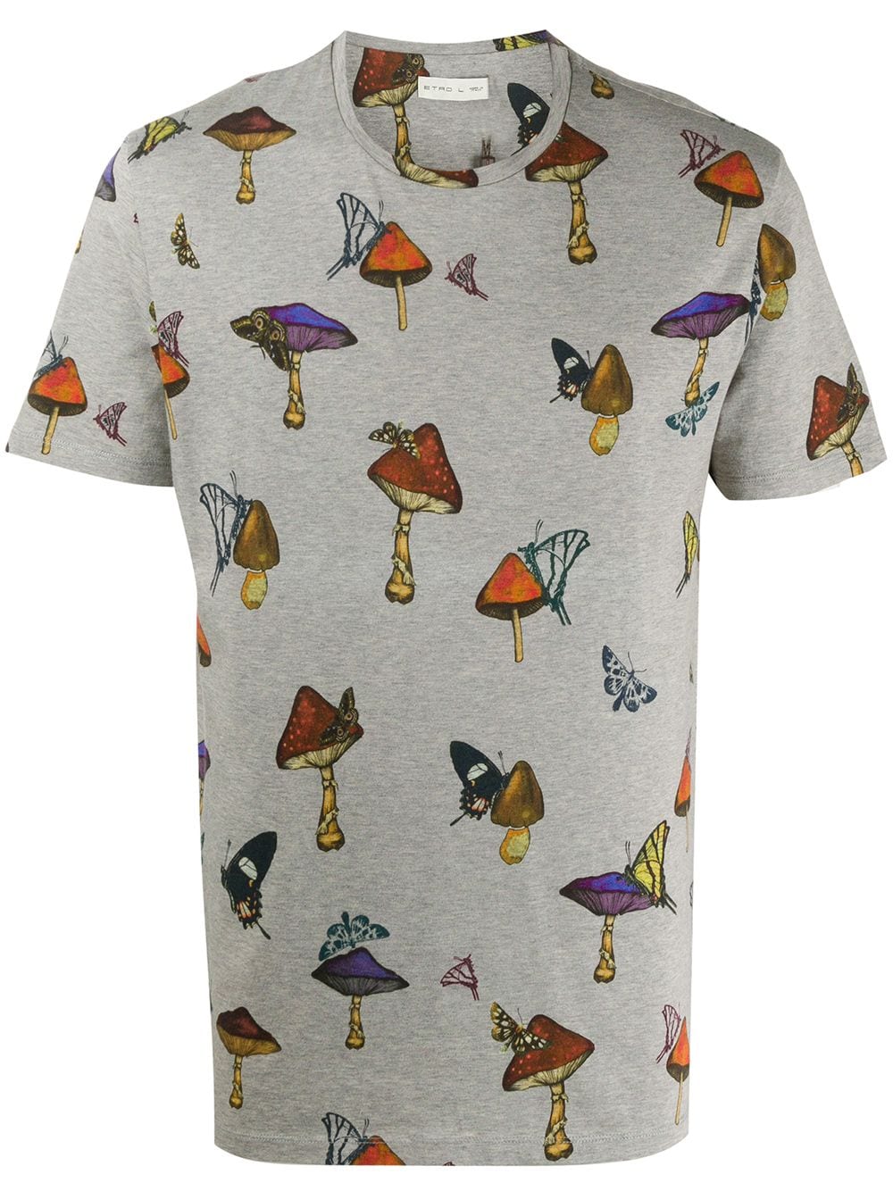 Etro Mushroom Print T-shirt In Grey