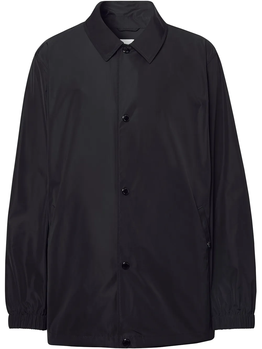 Burberry Tape Print Buttoned Jacket In Black