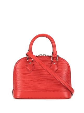 Louis Vuitton Alma Bb EPI Leather Satchel Crossbody Bag Red