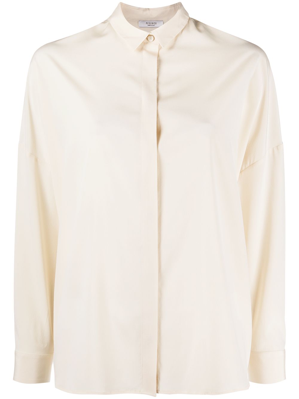 Shop Peserico Pointed Collar Loose-fit Shirt In Neutrals