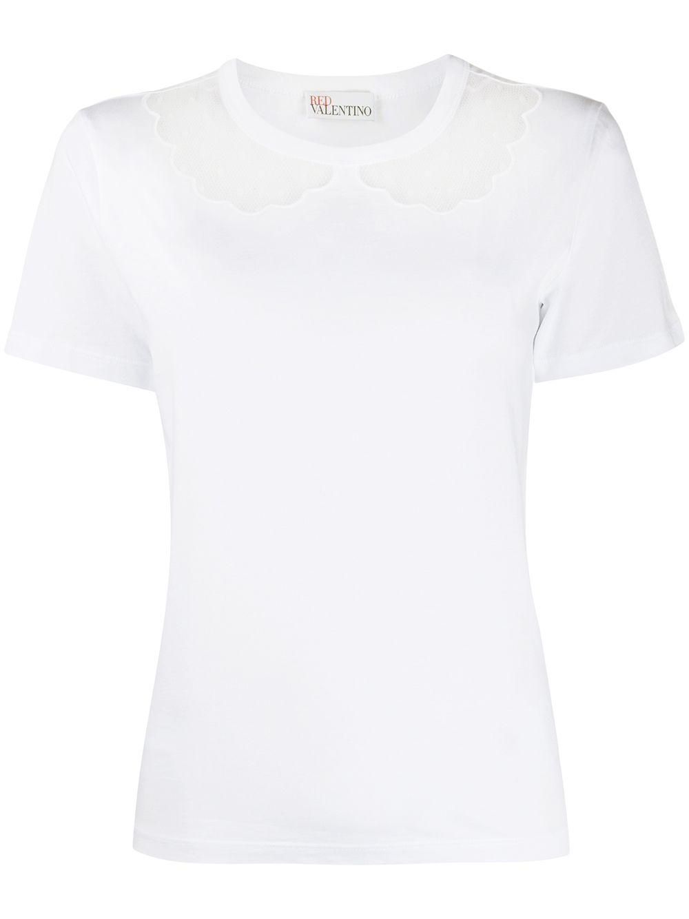 Shop Red Valentino Tulle Insert T-shirt In White