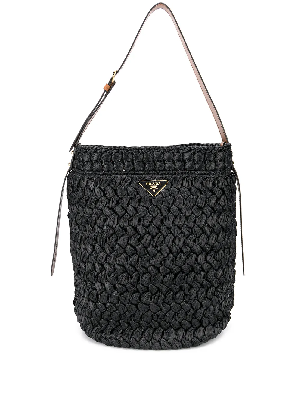 prada raffia bucket bag