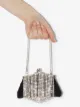 Black & Brown Flora crystal fringe clutch bag
