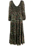 Rixo Lottie Klimt Wave-print tiered dress - Black