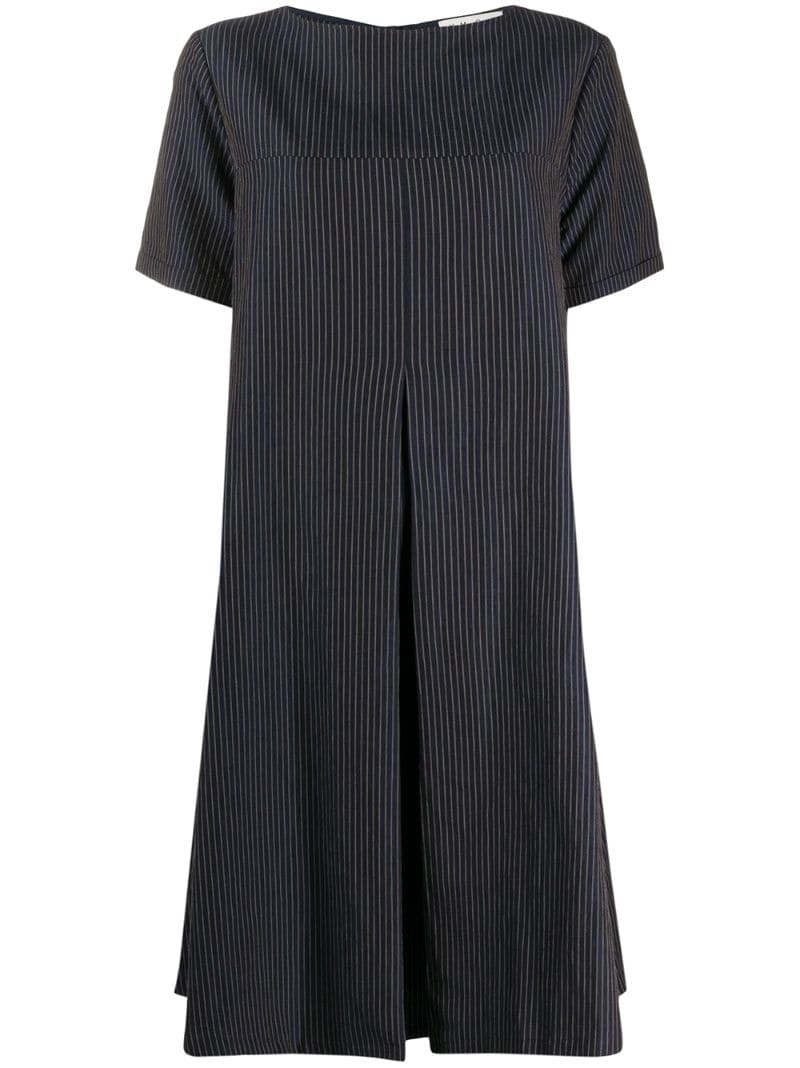 Shop Ymc You Must Create Pinstripe Flared Midi Dress In Blue