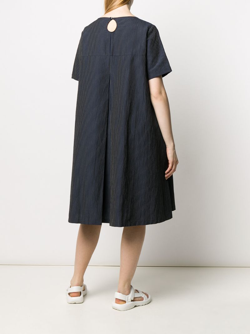 Shop Ymc You Must Create Pinstripe Flared Midi Dress In Blue