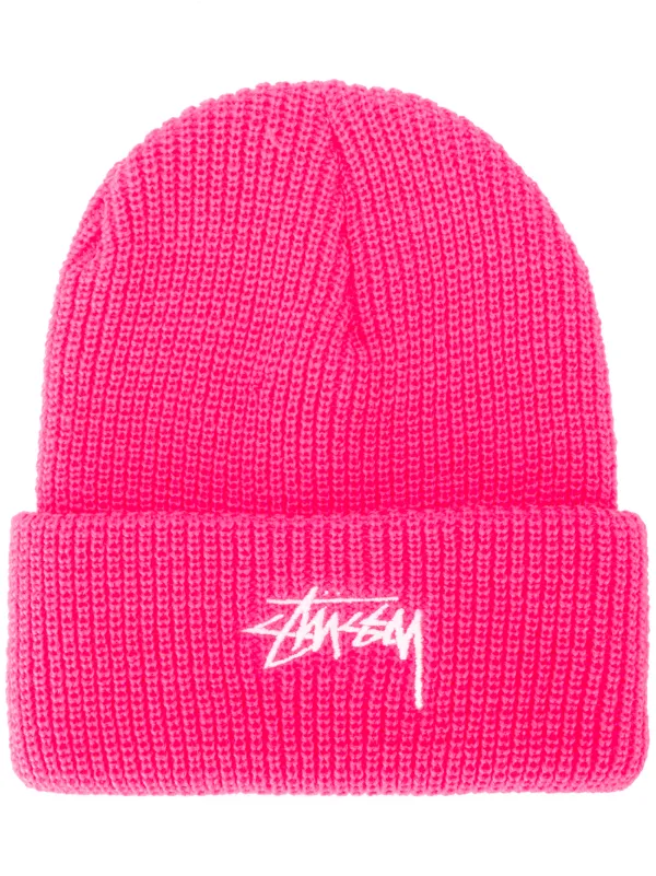 stussy pink beanie