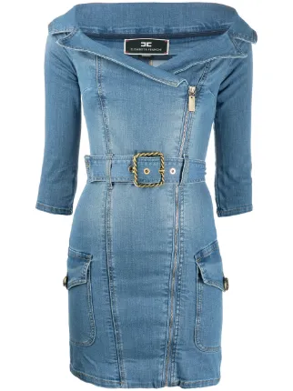 fitted denim mini dress