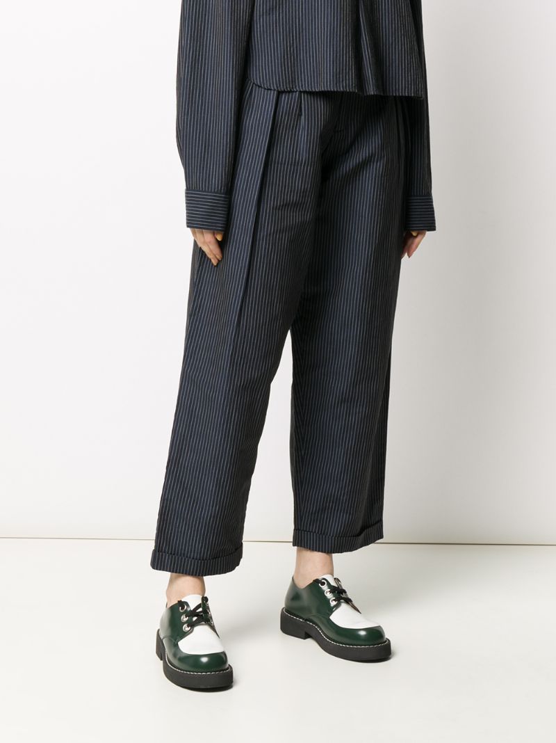 Shop Ymc You Must Create Cropped Striped Trousers In Blue