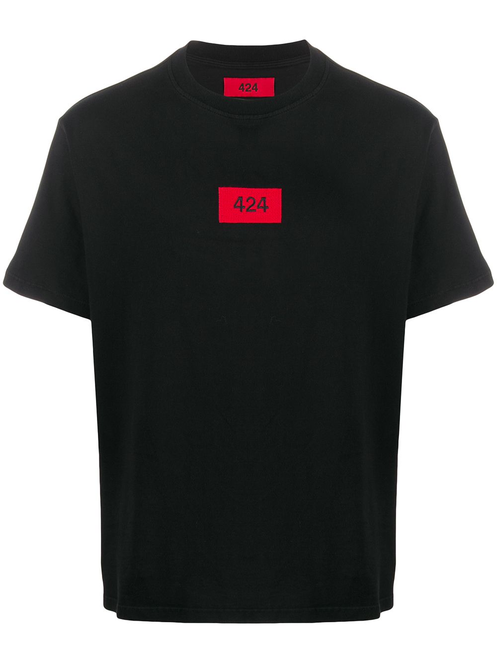 Shop 424 Embroidered Logo Cotton T-shirt In Black