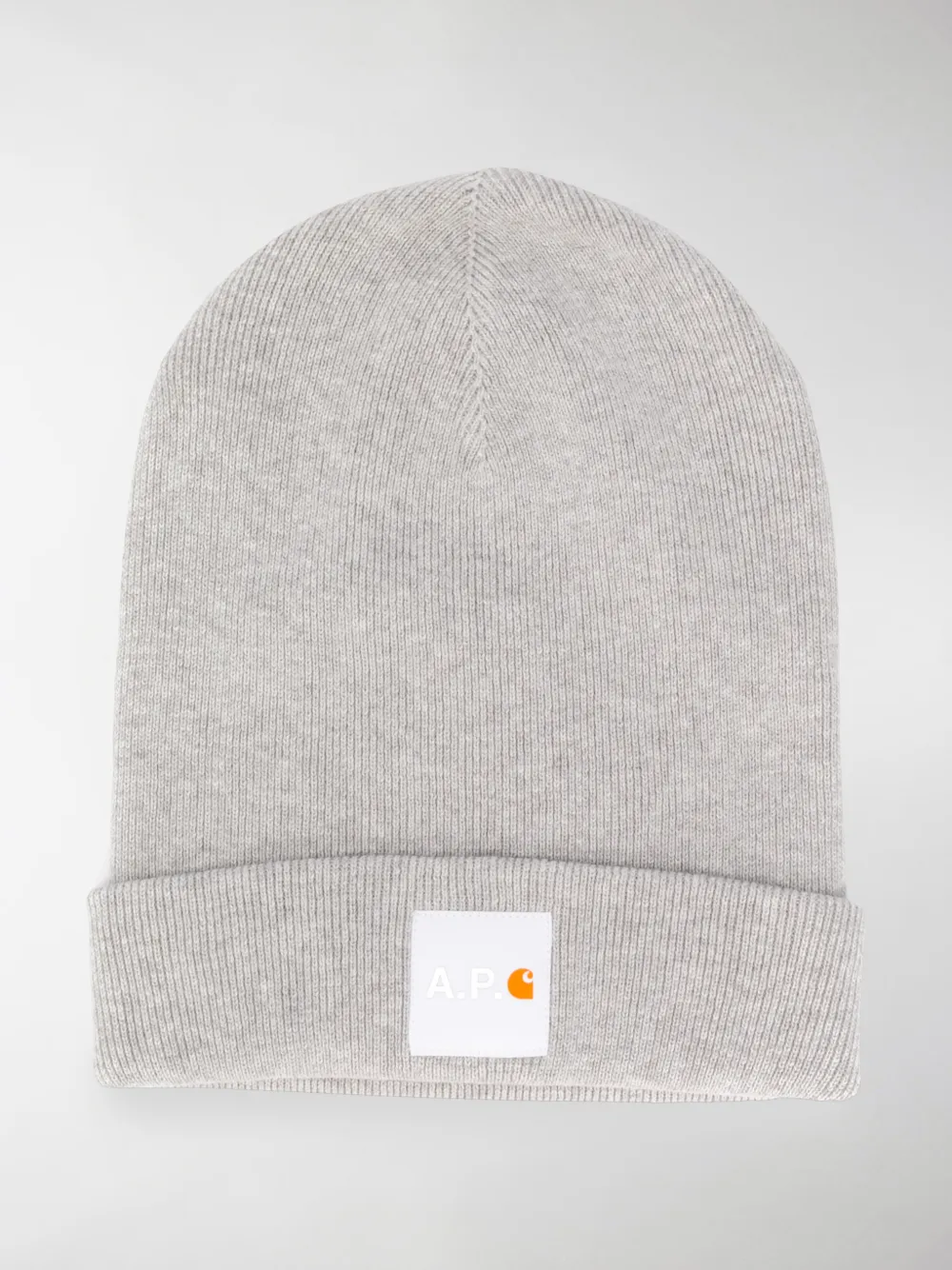 Apc Carhartt Wip Watchtower Logo-appliquéd Ribbed Cotton And Cashmere-blend Beanie In Grey