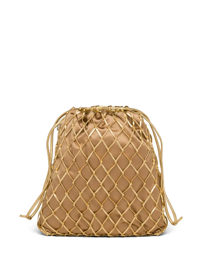 PRADA LEATHER MESH AND SATIN CLUTCH