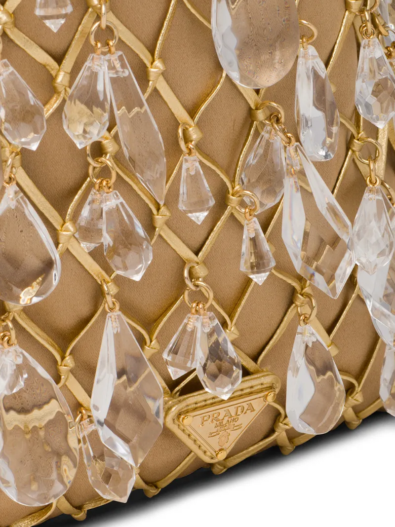 PRADA LEATHER MESH AND SATIN CLUTCH