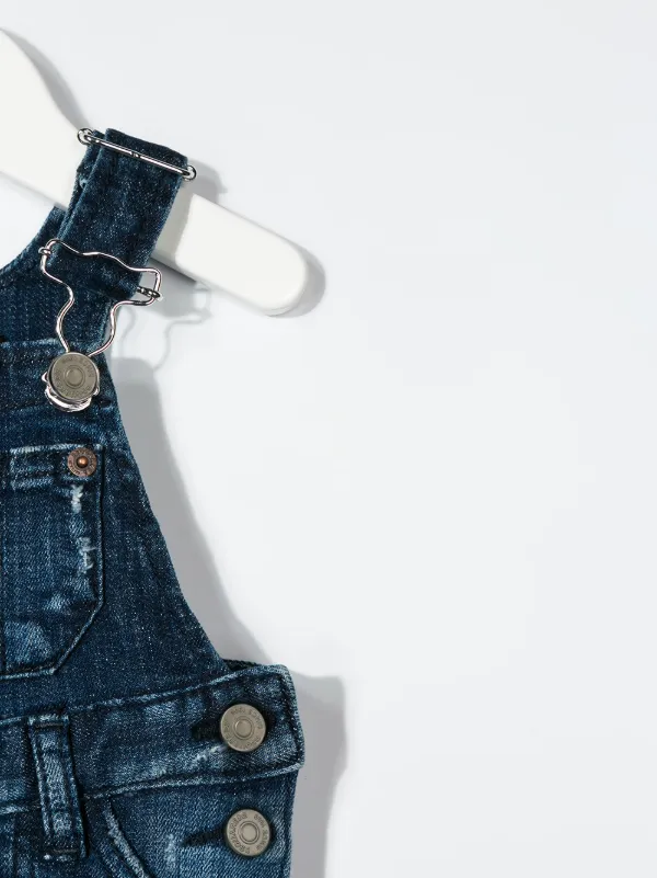 Dsquared2 Kids Faded Denim Dungarees 