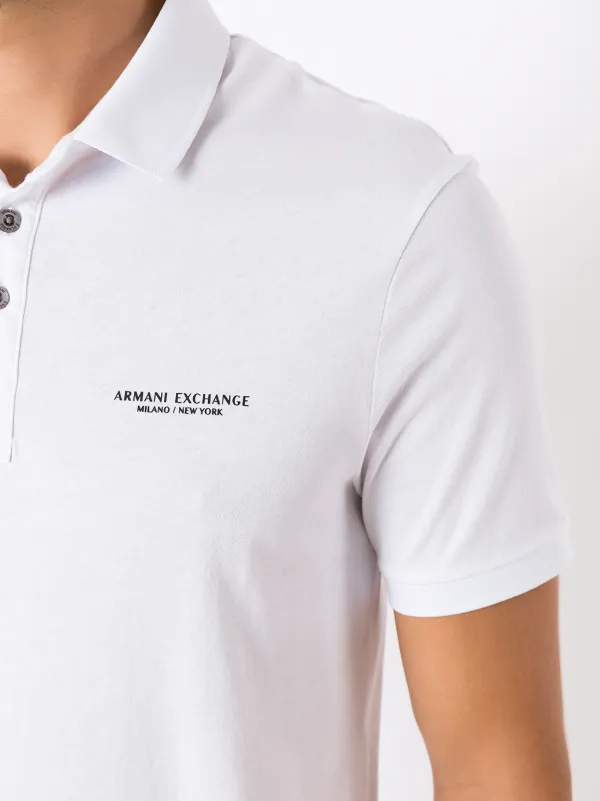 Armani Exchange logo-print Polo Shirt | White | FARFETCH