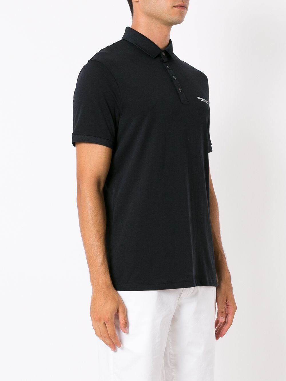 Shop Armani Exchange Logo-print Polo Shirt In Blue