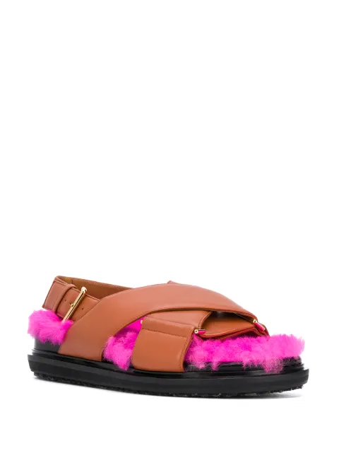 fur sandals pink