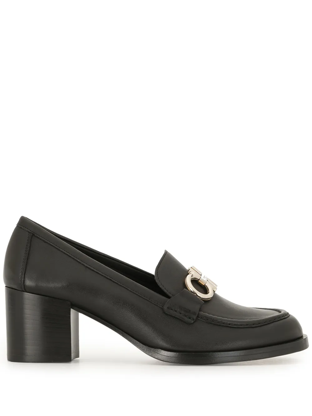 Ferragamo Gancini buckle chunky heel loafers Black