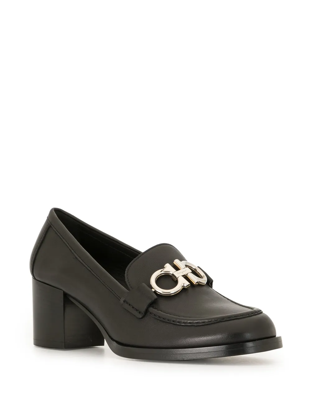 Ferragamo Gancini loafers met chunky hak Zwart