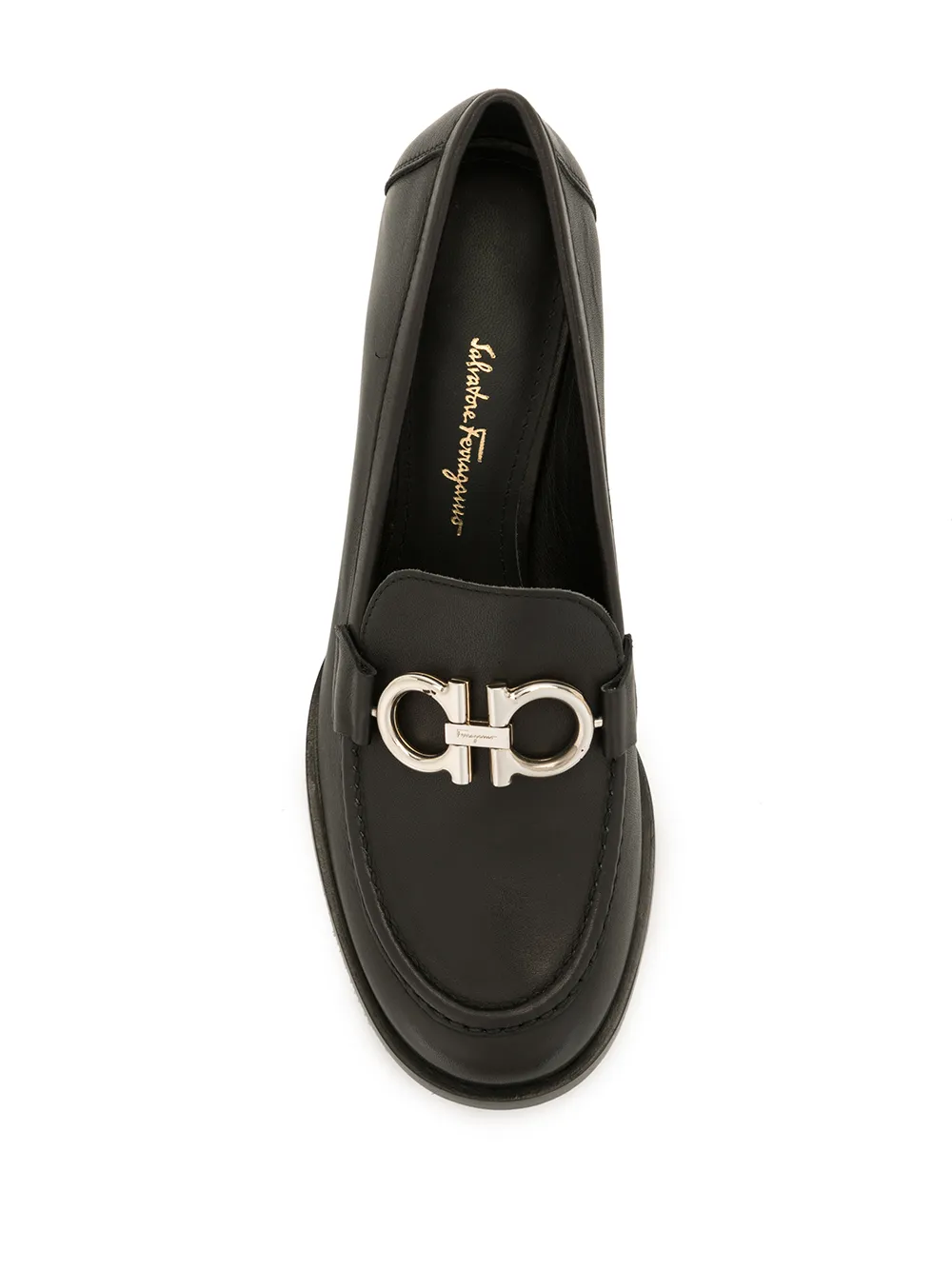 Ferragamo Gancini loafers met chunky hak Zwart