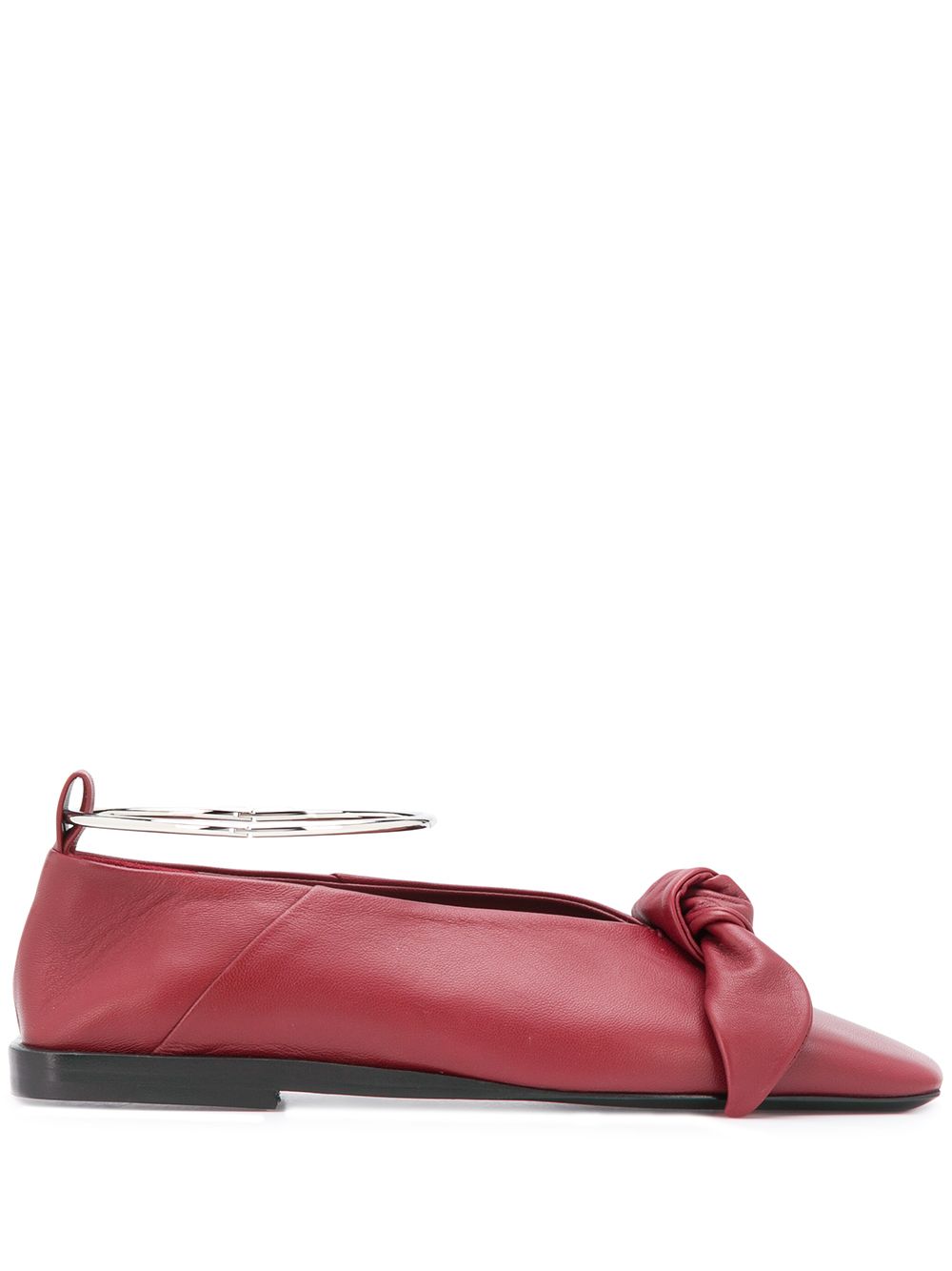 Jil Sander Metal Ankle Ring Ballerinas In Red