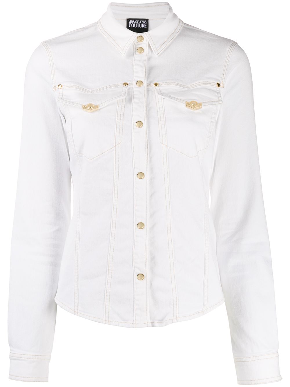 Fitted Press Stud Shirt In White