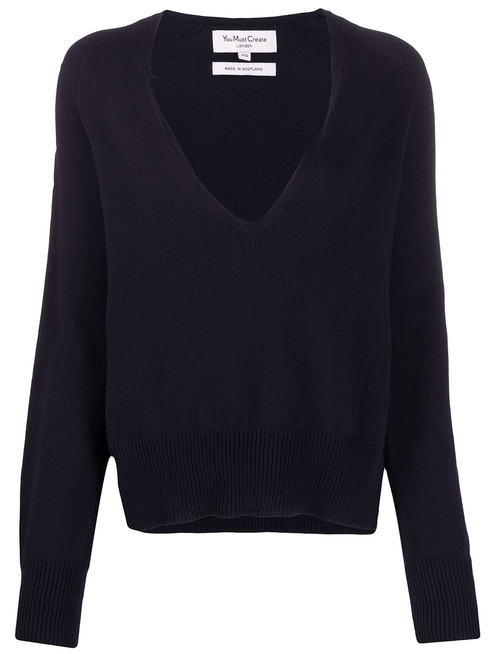 Ymc You Must Create V-neck Cotton Jumper In Blue