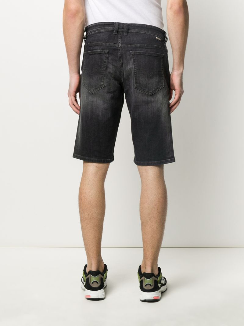 Shop Diesel Mid Rise Denim Shorts In Black