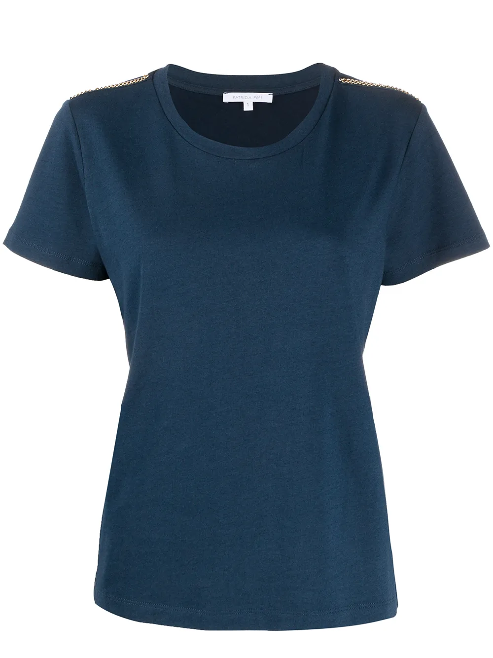 Click to view more detailed imagery on our partner's website Patrizia Pepe Chain Shoulder Embellishments T-shirt In Blue