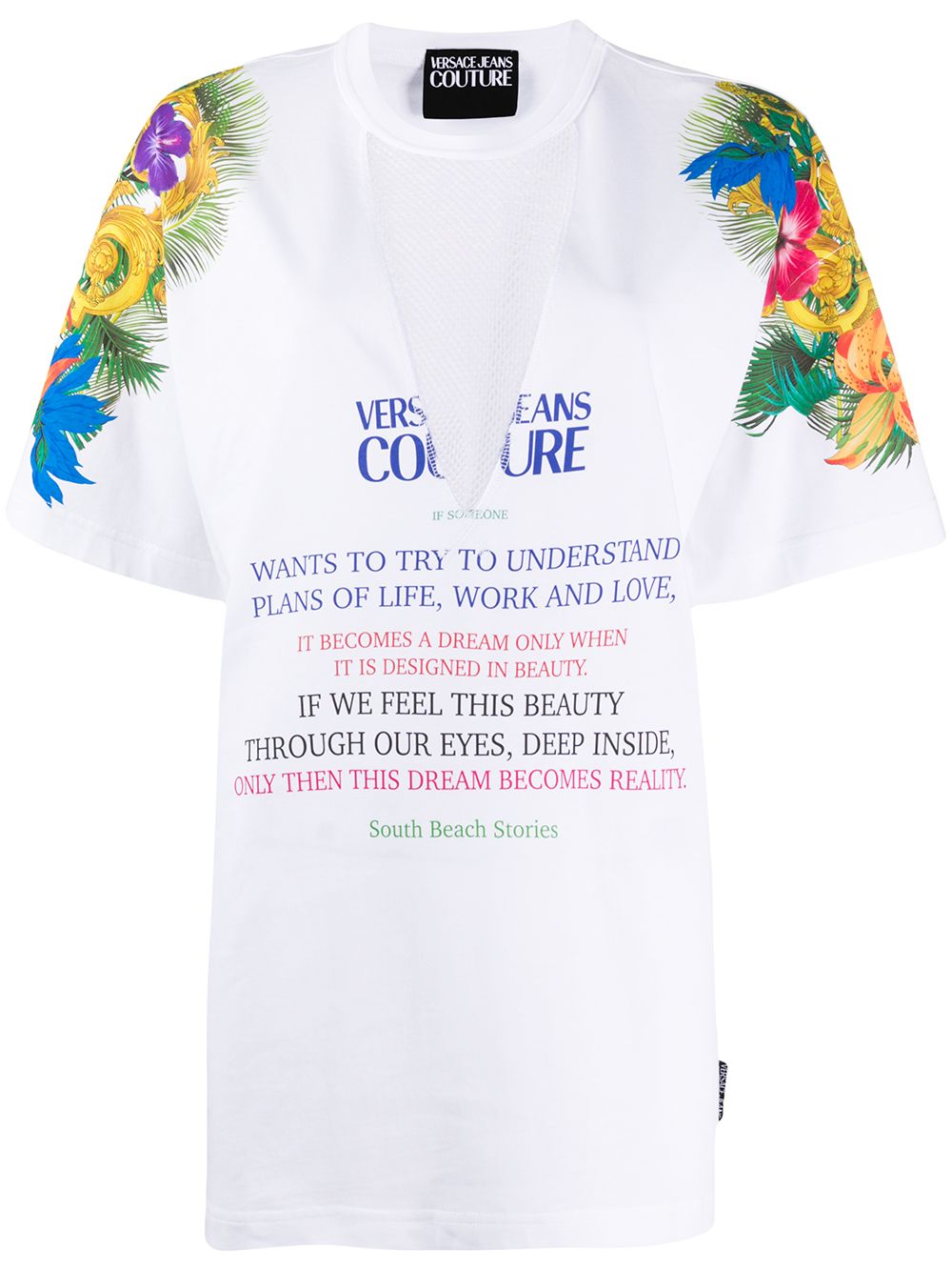 Versace Jeans Couture Oversized Poem Print T-shirt In White