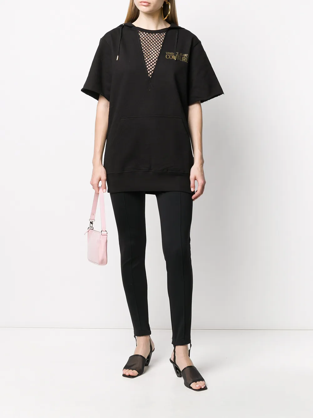 Versace Jeans Couture Hoodie met mesh vlak - Zwart