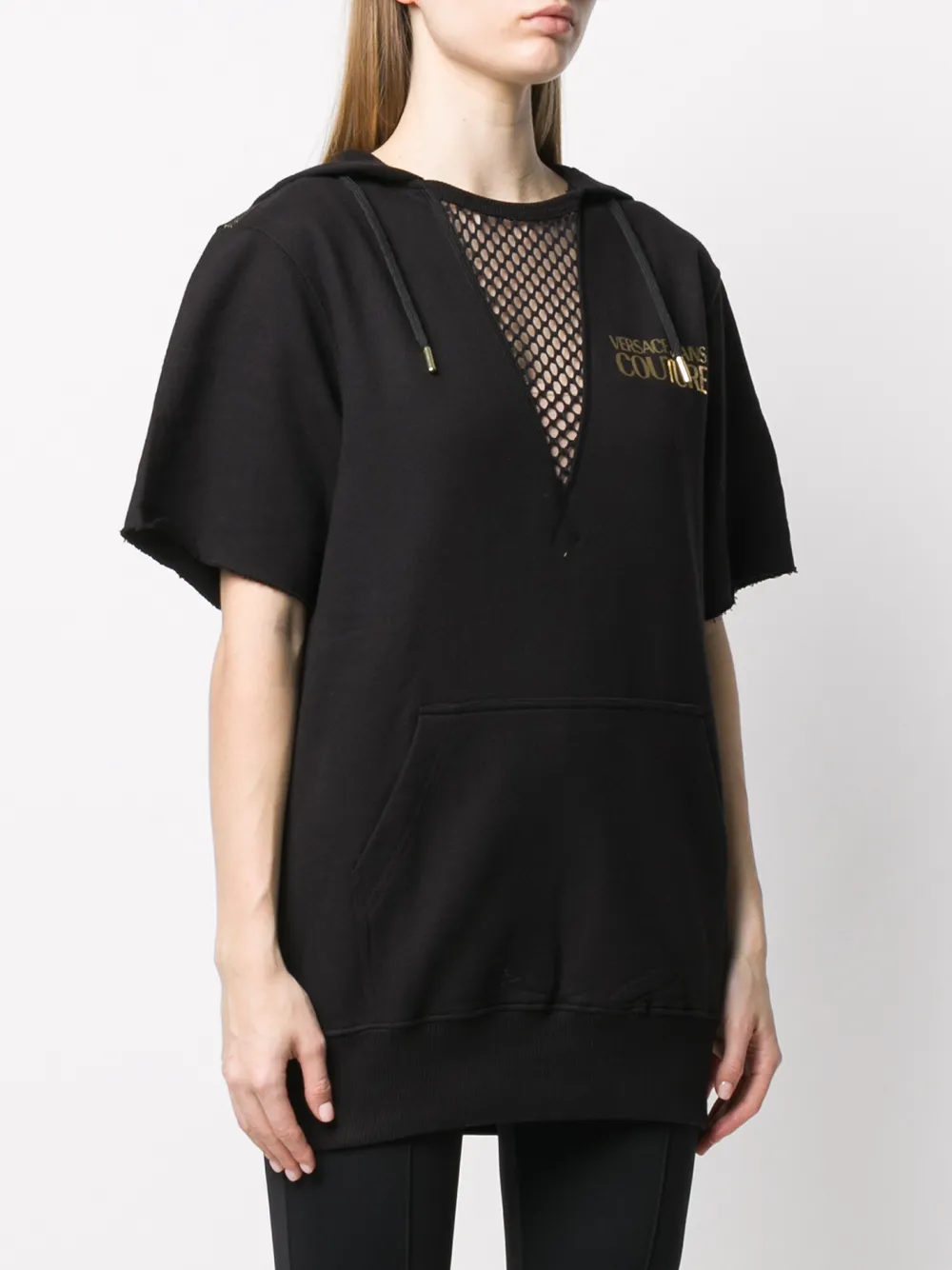 Versace Jeans Couture Hoodie met mesh vlak Zwart