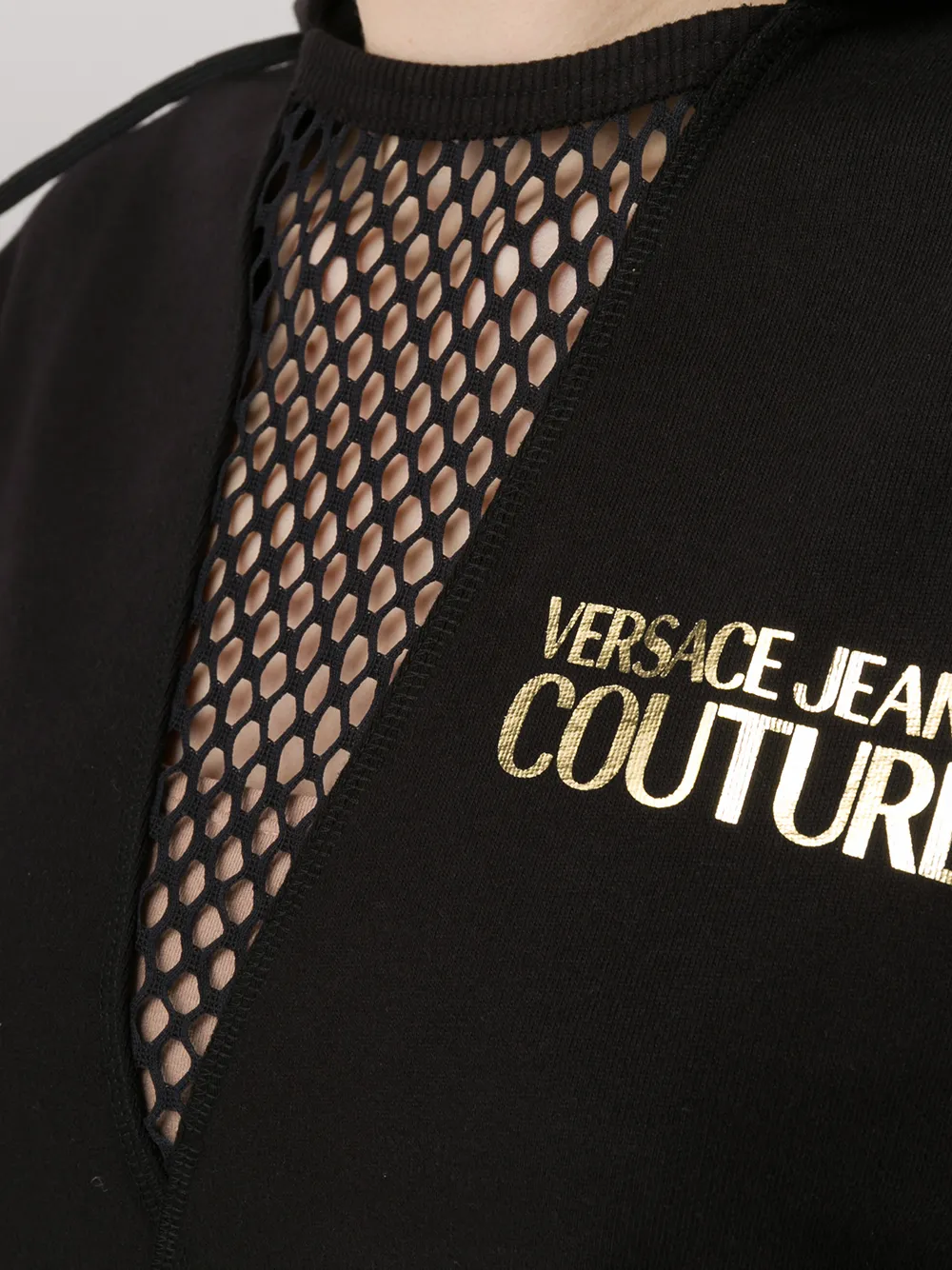 Versace Jeans Couture Hoodie met mesh vlak Zwart