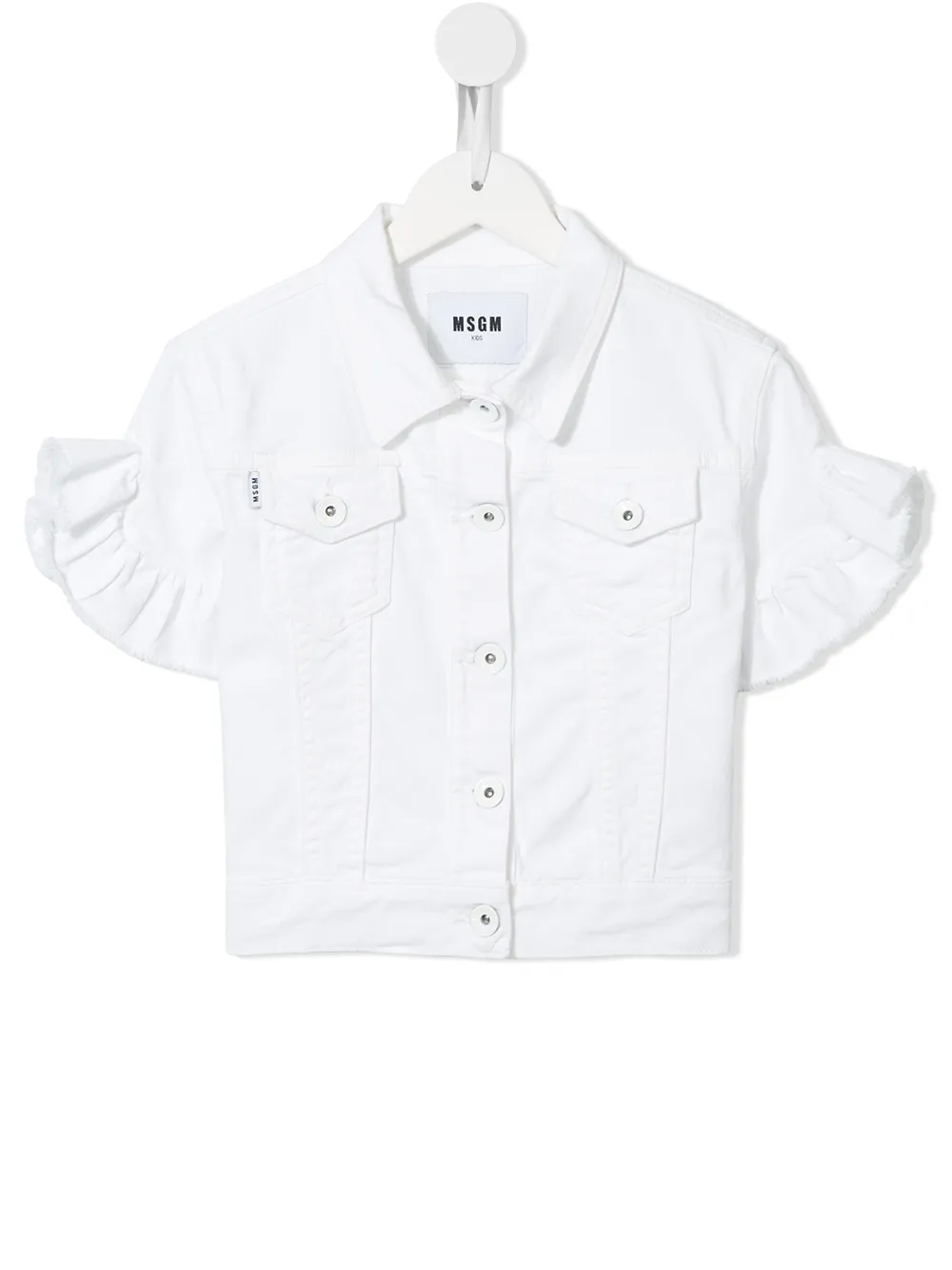 Msgm Kids джинсовая куртка с короткими рукавами и оборками Msgm Kids джинсовая куртка с короткими рукавами и оборками