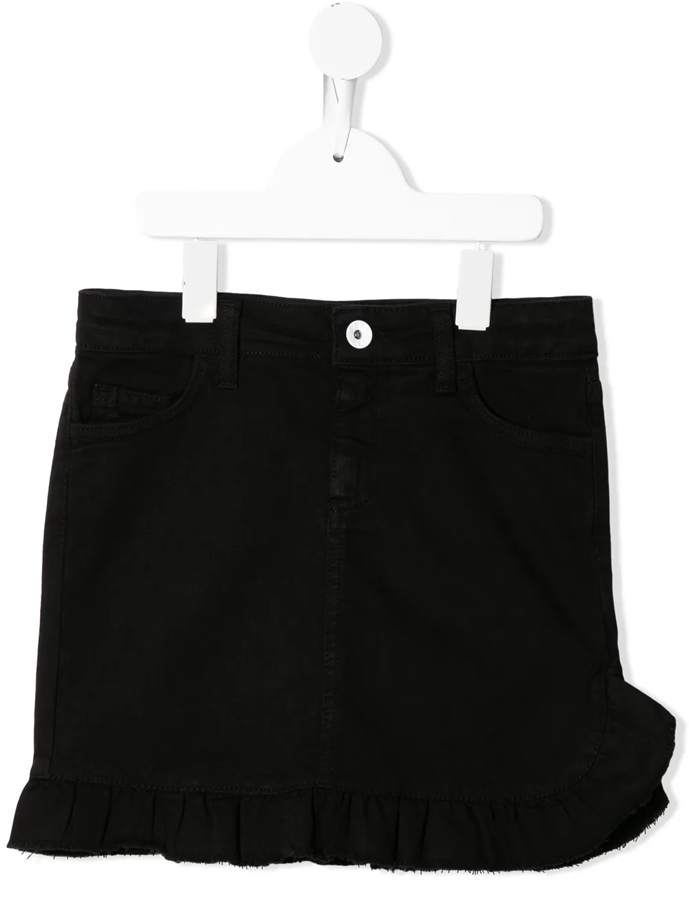 Msgm Kids' Ruffled Denim Skirt In Black