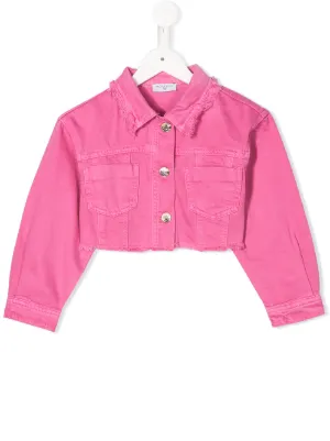 Cropped pink jean jacket hotsell