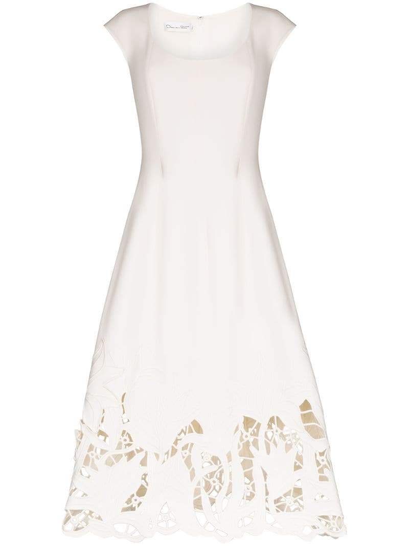 OSCAR DE LA RENTA LACE HEM SLEEVELESS DRESS