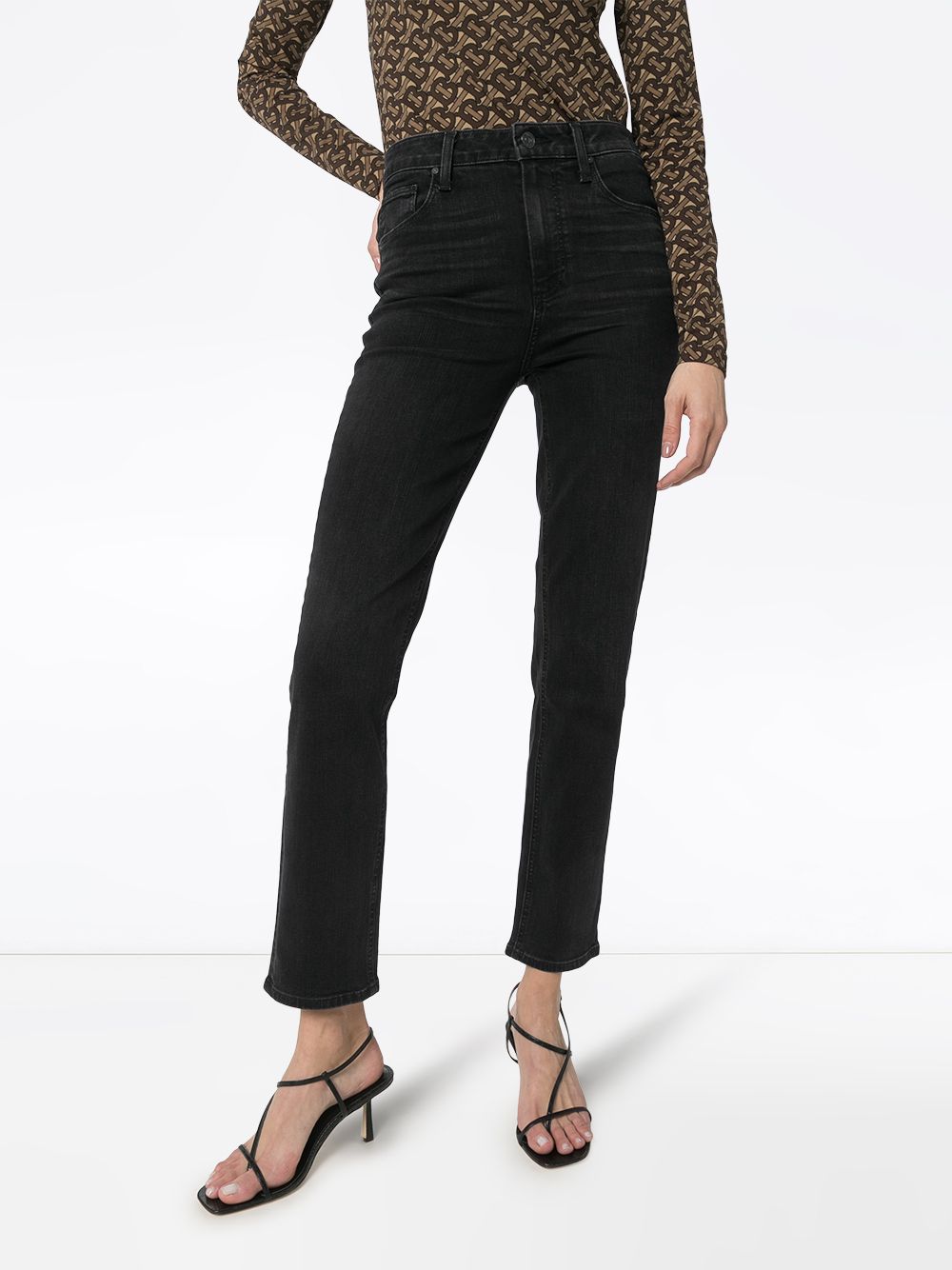 Shop Paige Sarah High-rise Slim Leg Jeans In Black