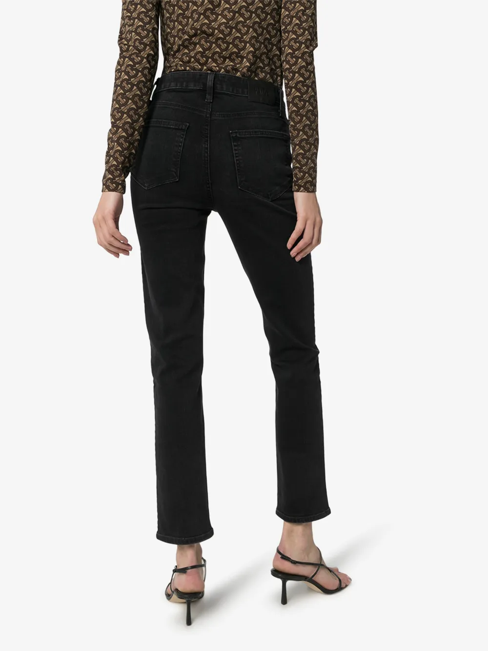 Paige Sarah High Waist Slim Straight Leg Jeans In Black Willow | ModeSens