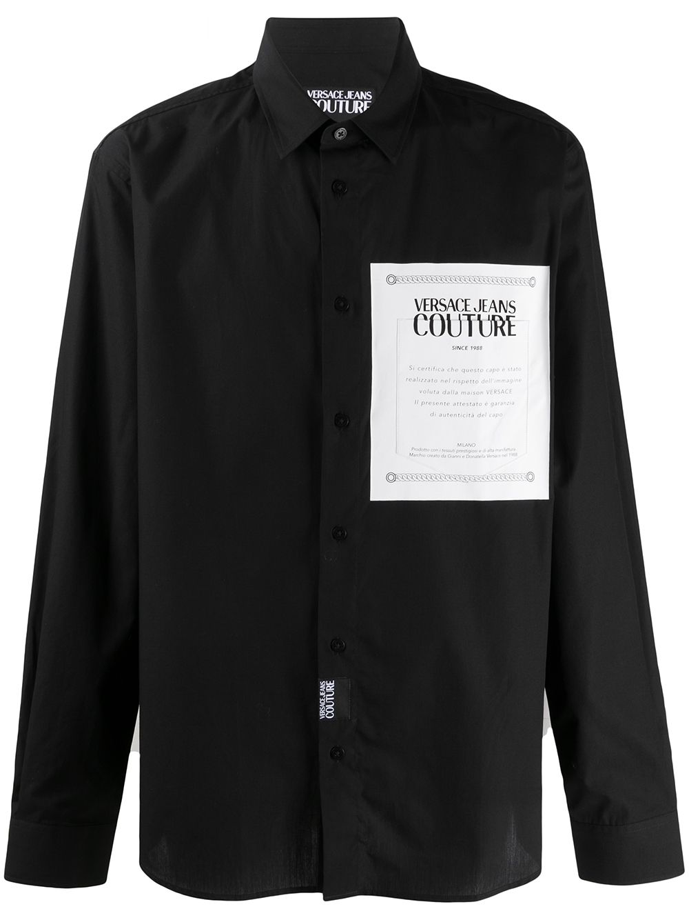 Versace Jeans Couture Logo Patch Print Shirt In Black