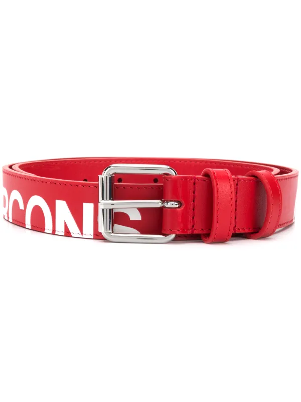 cut-off logo leather belt