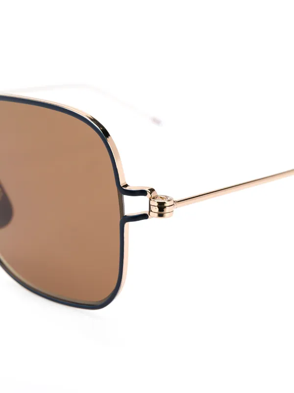 Thom Browne Eyewear Thin Squared Sunglasses | Gold | FARFETCH