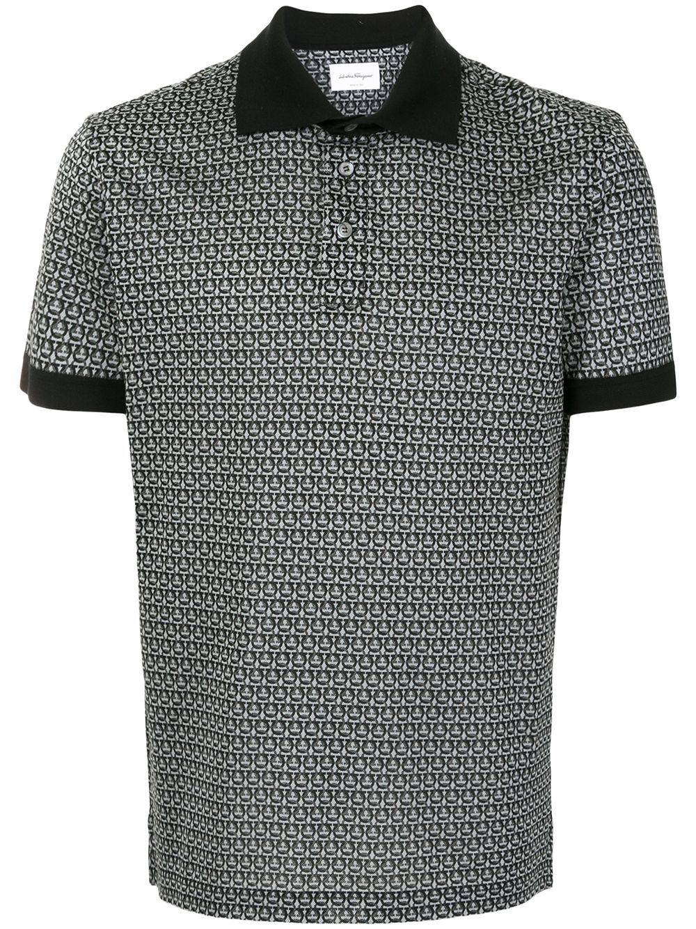 Salvatore Ferragamo Gancini Print Polo Shirt In White | ModeSens