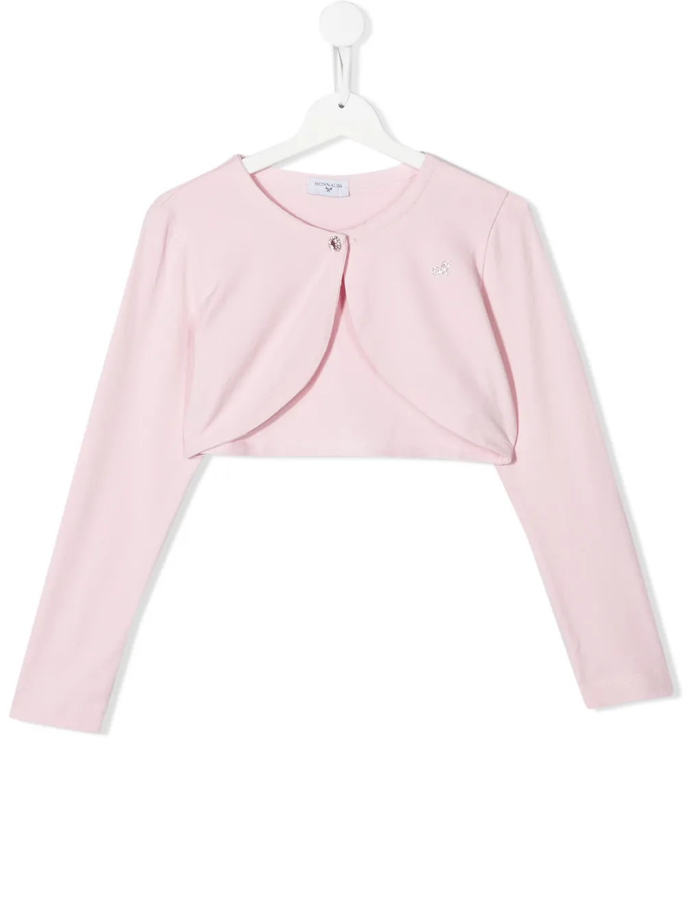 Monnalisa Rhinestone Logo Cardigan In Pink