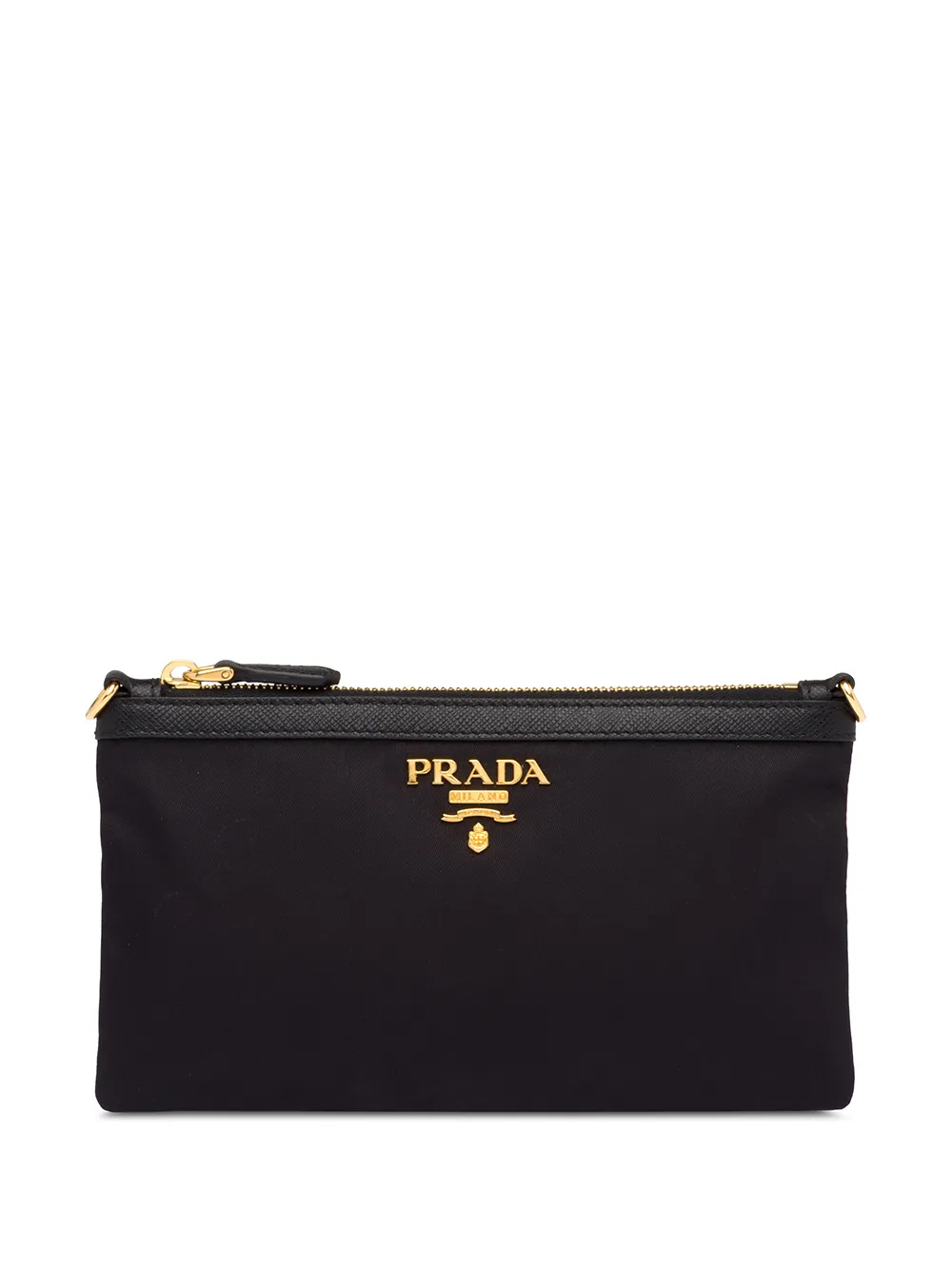 Click to view more detailed imagery on our partner's website Prada My Character Logo Plaque Clutch Bag In Black